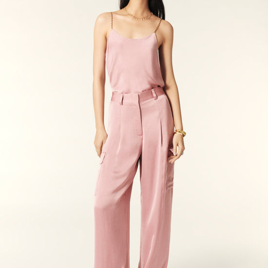 Super soft fluid pale pink cargo trousers