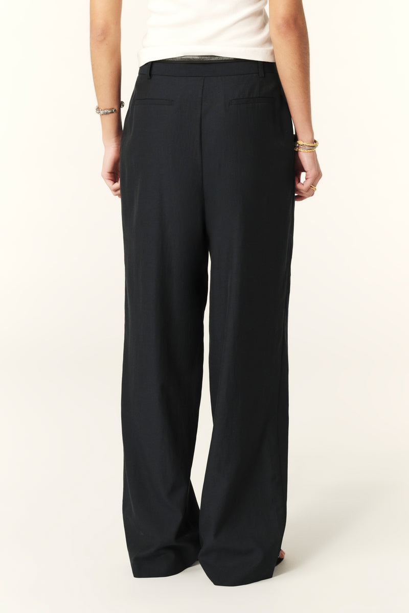 Navy blue smart trousers with front pleats