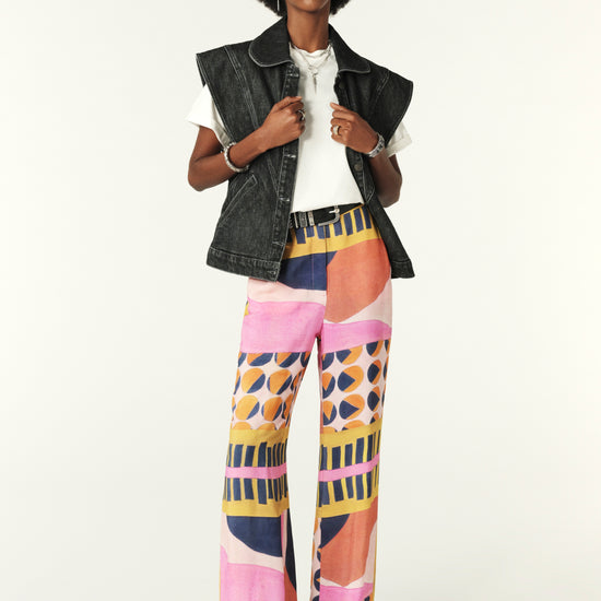 Wide leg graphic print trousers