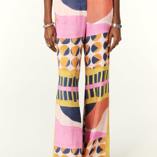 Wide leg graphic print trousers