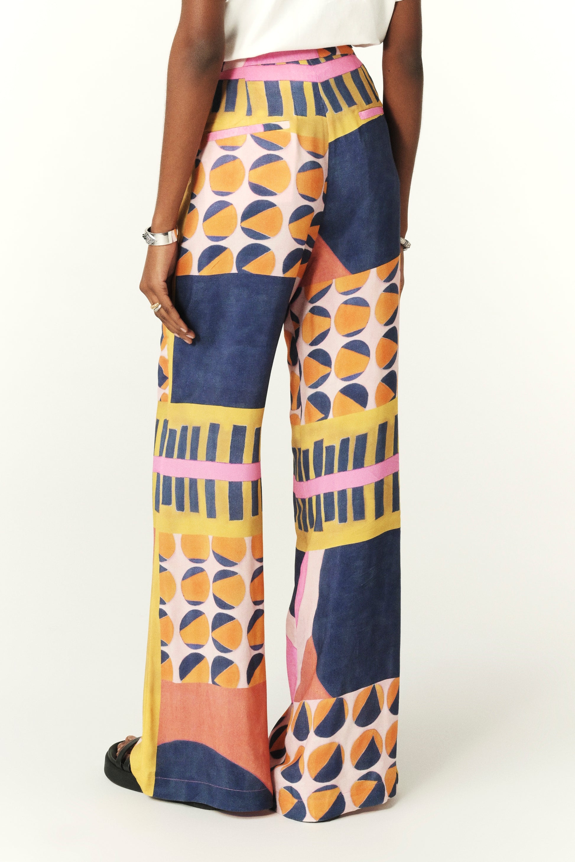 Wide leg graphic print trousers