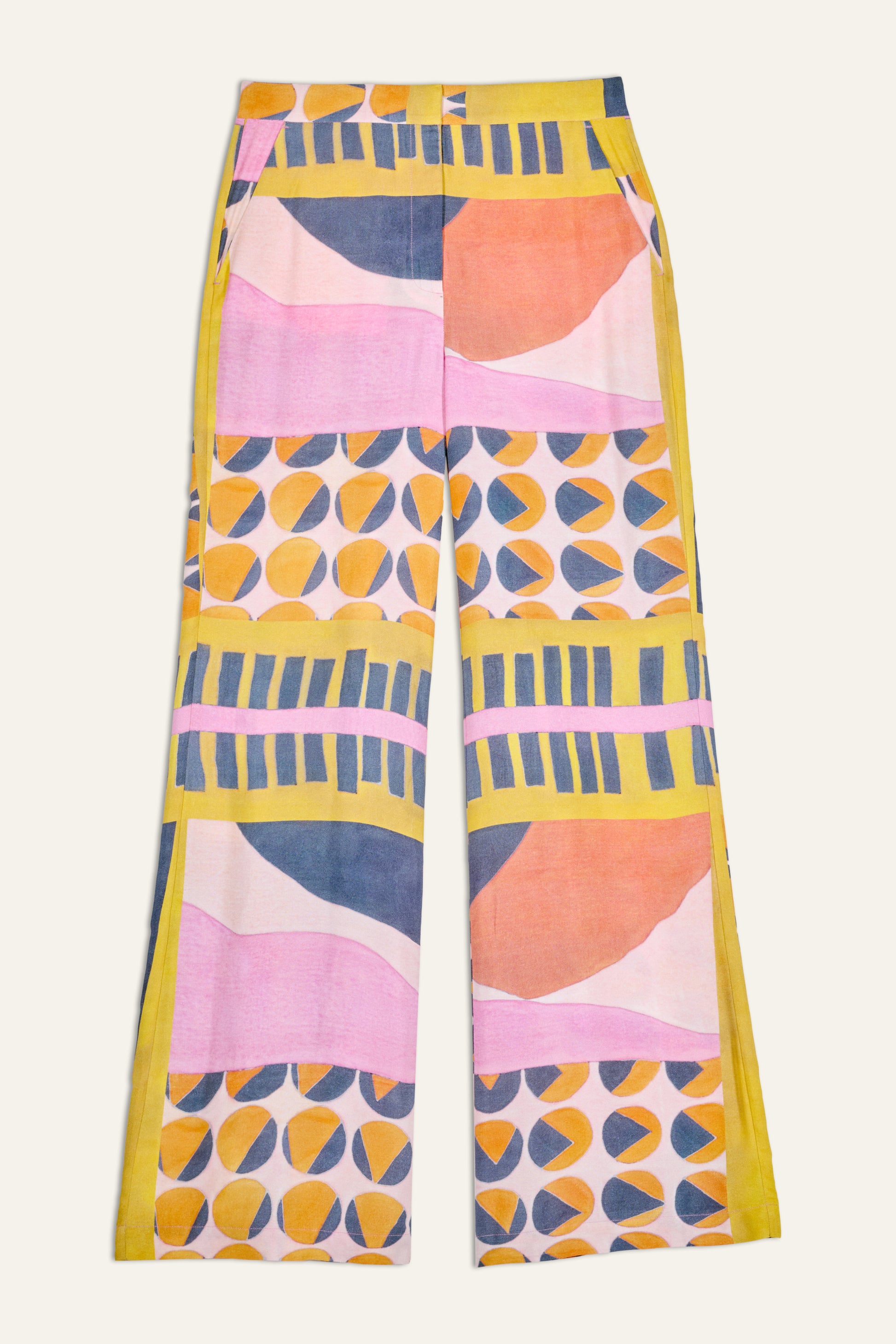 Wide leg graphic print trousers