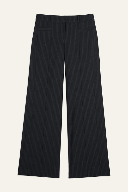 Straight leg navy pinstripe trouser