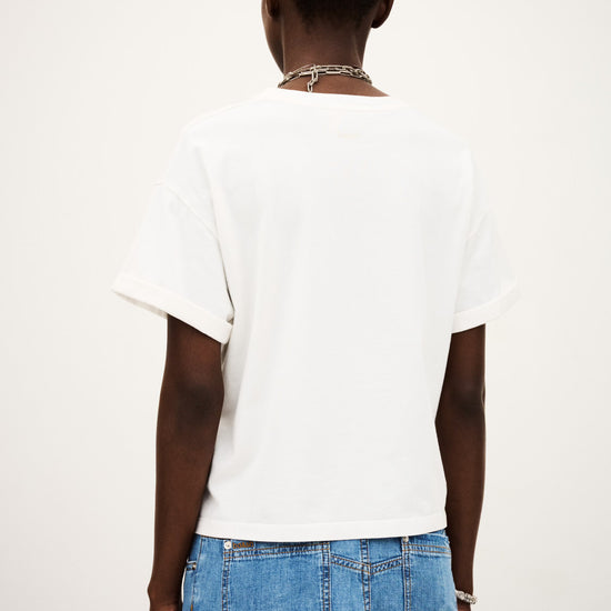 rear view of ecru short sleeve t shirt from ba&sh