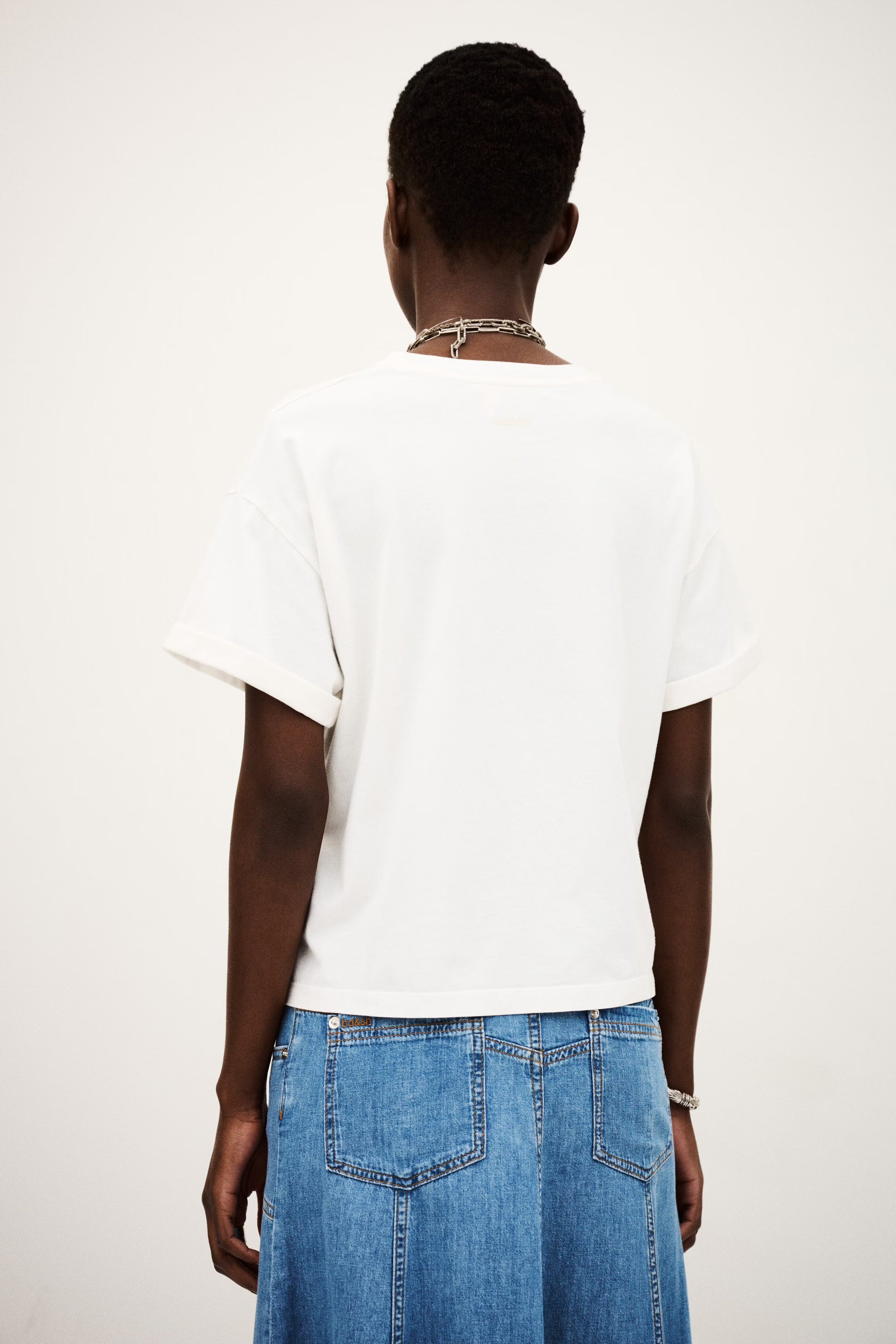 rear view of ecru short sleeve t shirt from ba&sh
