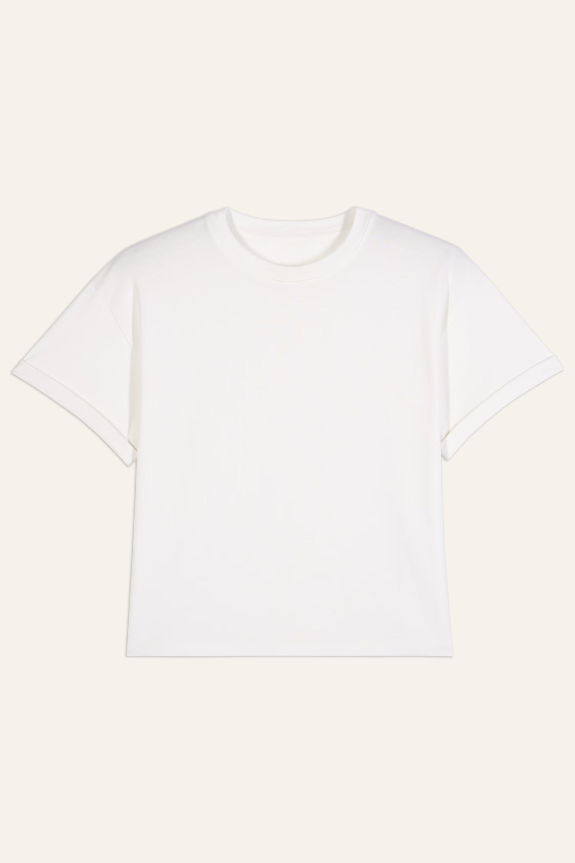 Ecru t-shirt on a beige background