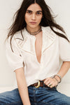 White short sleeve shirt with lace inserts from ba&sh