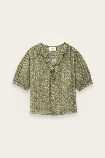 Green floral blouse on a light beige background from ba&sh