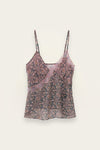 Spaghetti strap printed top with lace detail