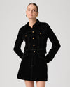 black velvet cropped denim style jacket with collar, button down and 2 chest pockets from paige