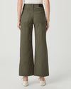 khaki green wide leg trousers with cream drawstring tie from paige rear