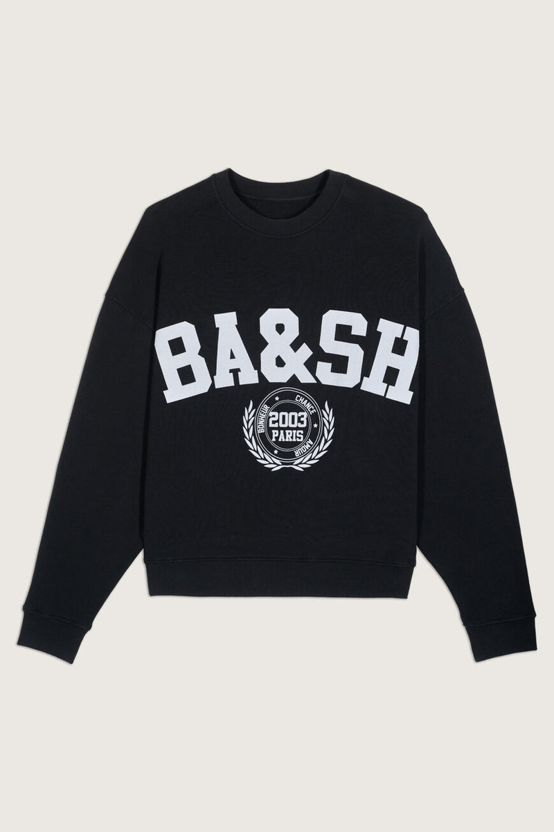 ba&sh slogan black sweatshirt with dropped shoulders