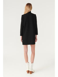 Zip neck black long sleeved structured short dress