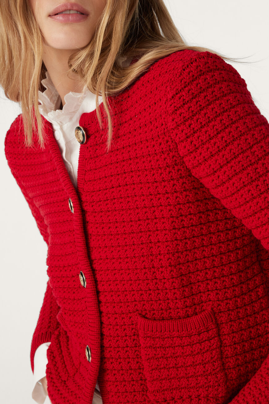 Red 2025 knit cardigan