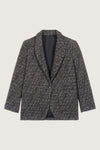 Cotton blend single breasted blazer in black grey brown and ecru