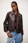 Milos Leather Jacket Marron