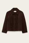 Brown jacket with a collar on a beige background