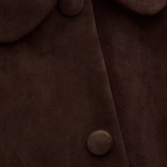 Close-up of a brown coat with buttons