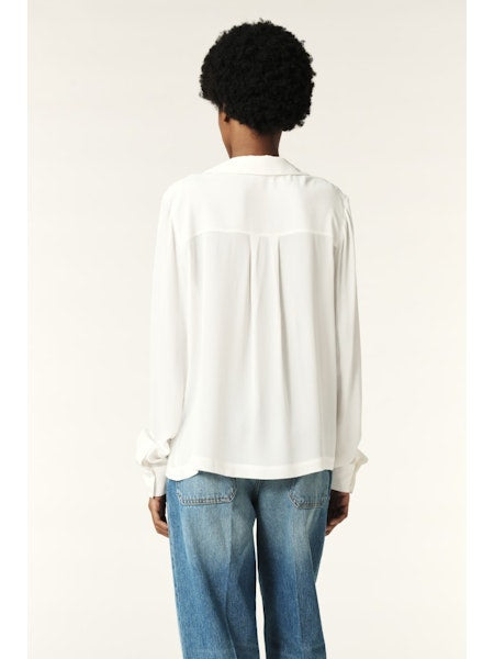 Back view of ecru viscose shirt 