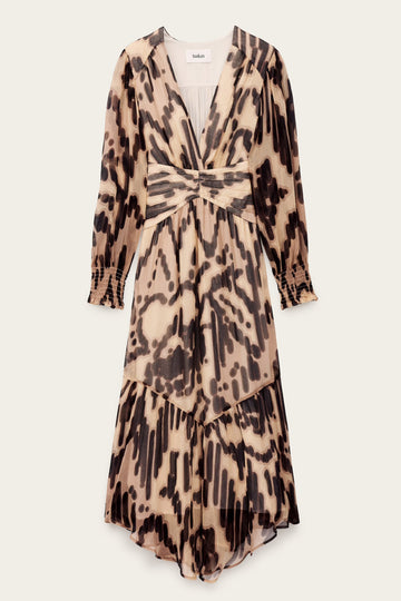 Leopard print dress on a white background