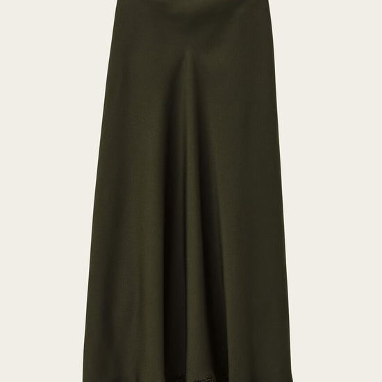 Green satin slip skirt with lace details from ba&sh