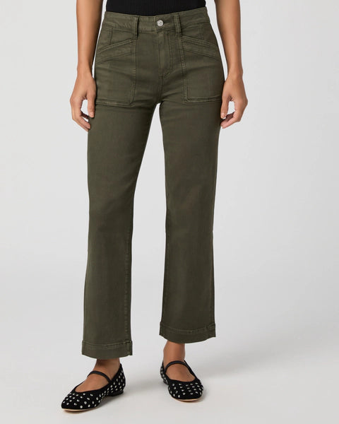 straight leg vintage green jeans with cargo style pockets