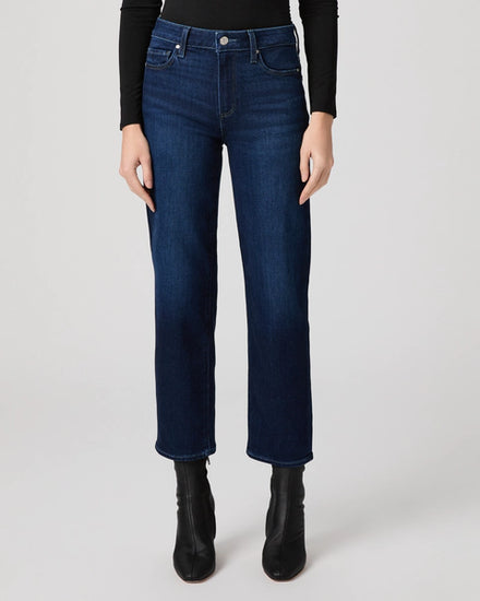 blue ankle length straight leg jeans from paige