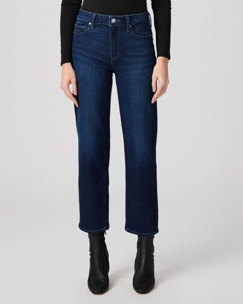 blue ankle length straight leg jeans from paige