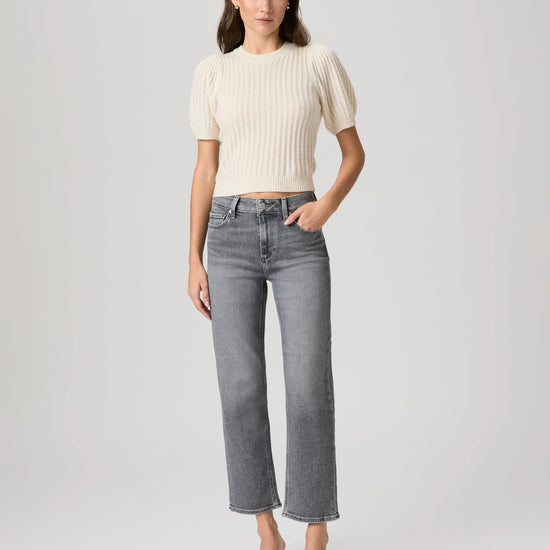 Pale grey ankle length jeans in a straight leg