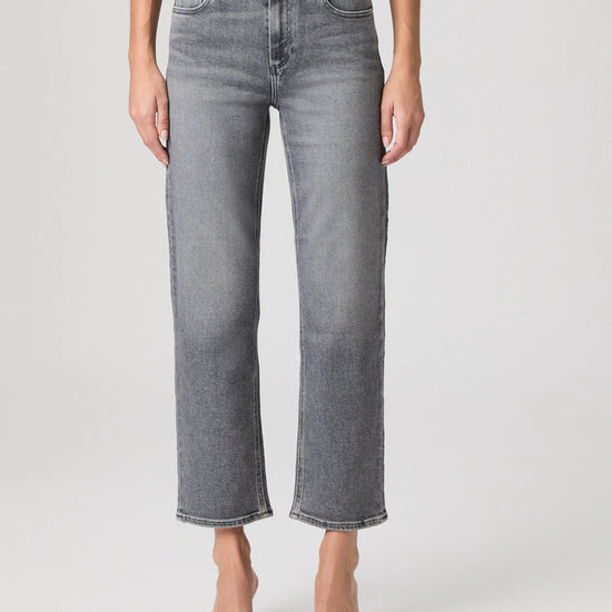 Pale grey straight leg jeans from Paige