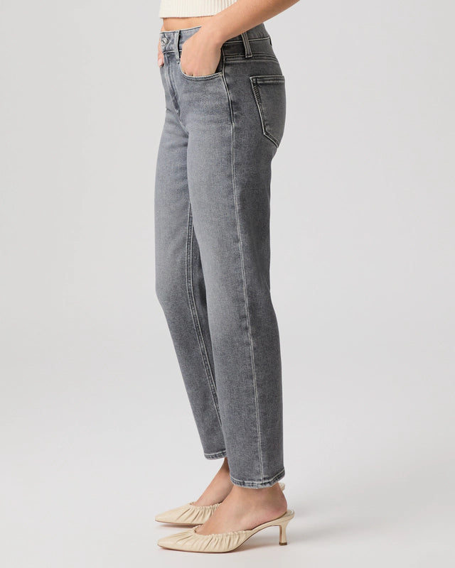 Side view of straight leg grey denim from Paige