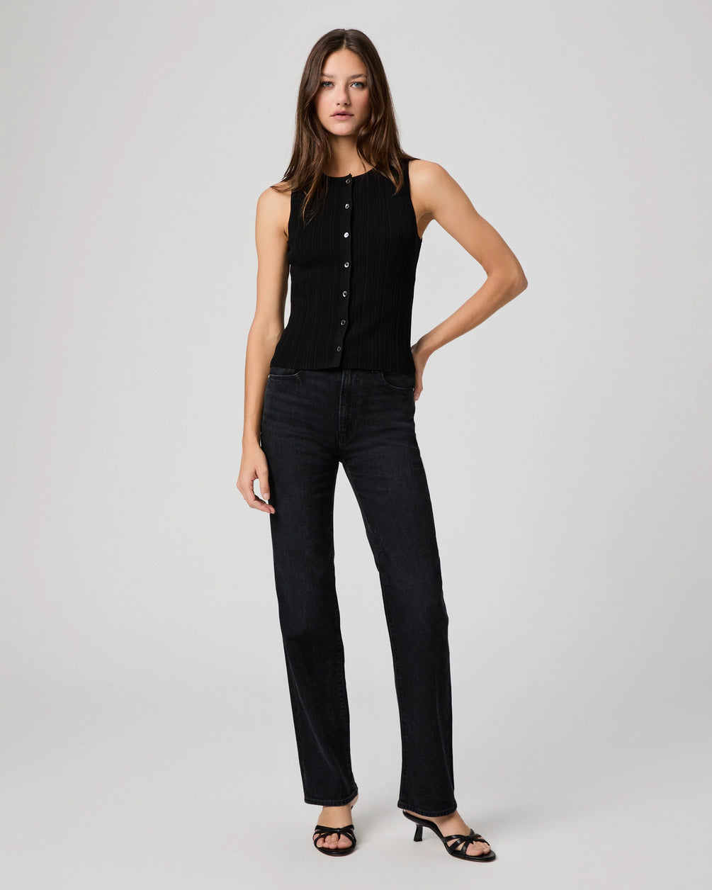 black straight leg jeans