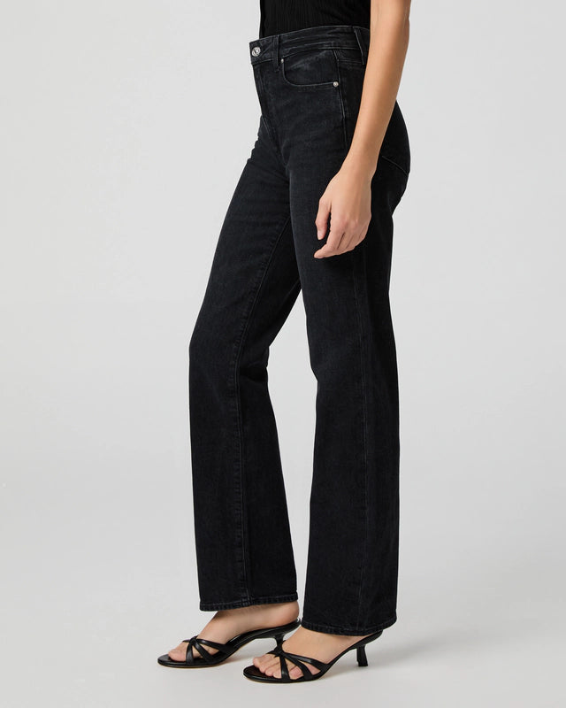 Black straight leg jeans side view