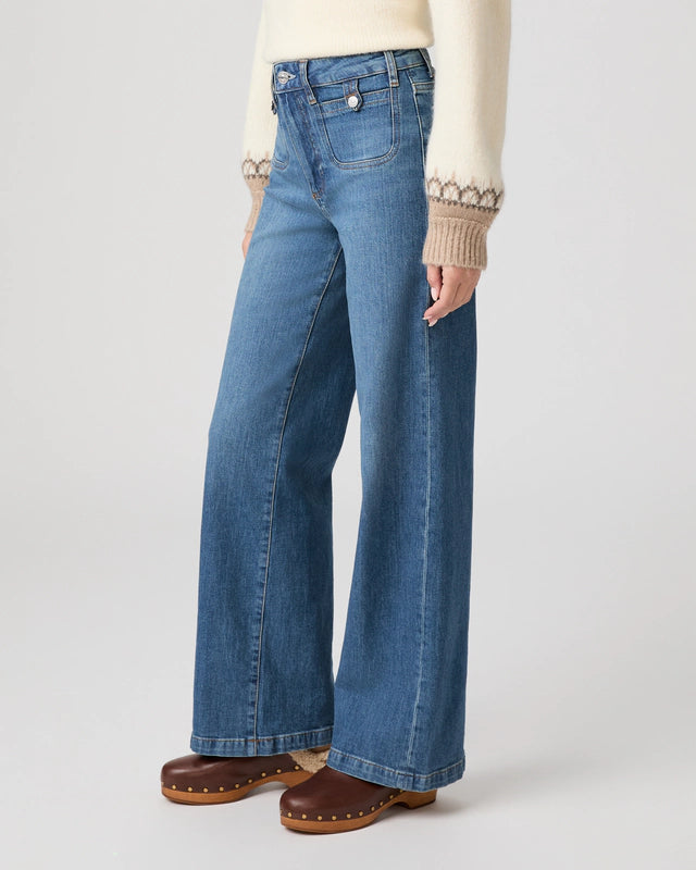 Vintage Blue jeans with inset pockets from paige side view