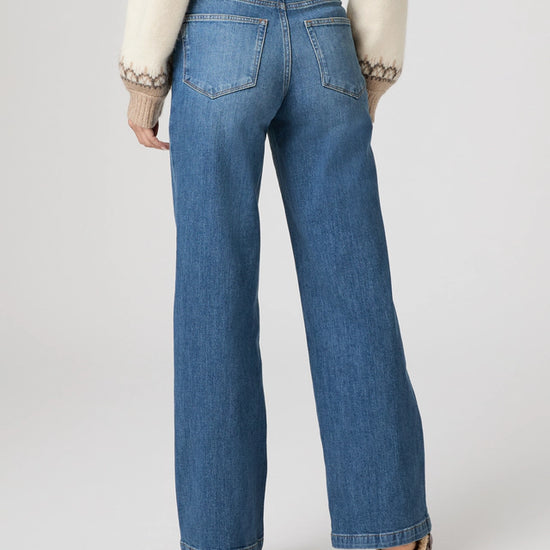 Vintage Blue jeans with inset pockets from paige rear view
