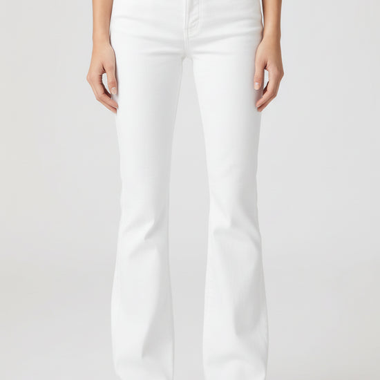 white slight flare jeans from paige