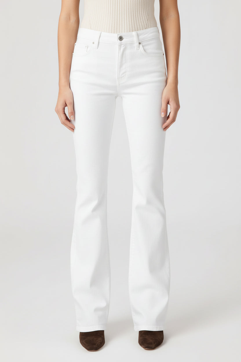 white slight flare jeans from paige
