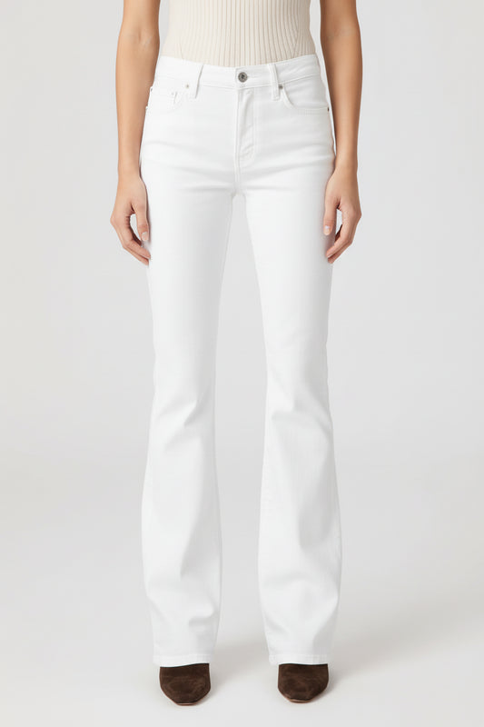 white slight flare jeans from paige