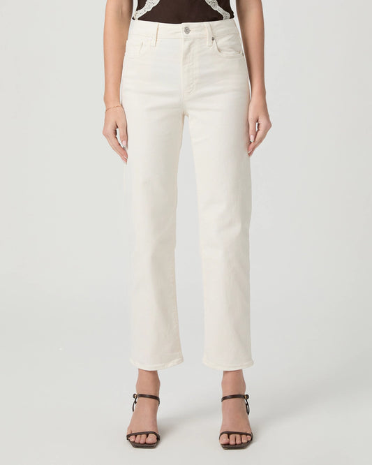 slim straight leg ankle length off white jeans from paige
