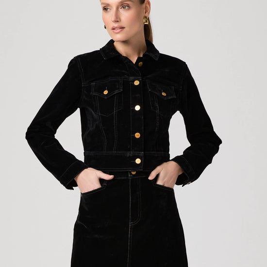 Black mini skirt with button front