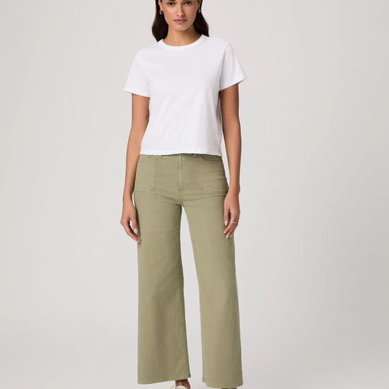 green wash wide leg ankle length jeans from Paige