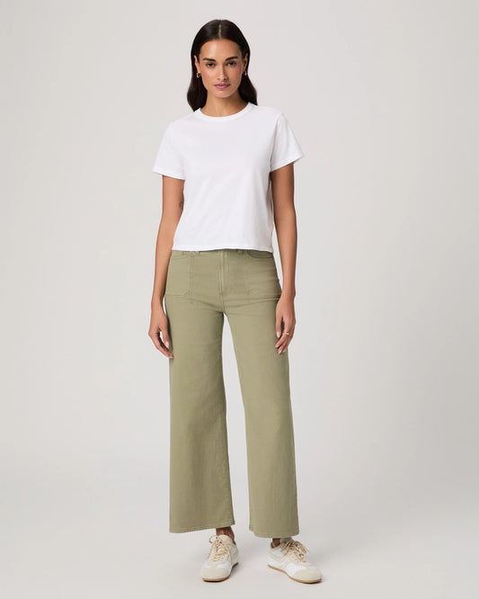 green wash wide leg ankle length jeans from Paige