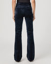 navy velvet corduroy bootcut jeans with high rise and slit pockets rear view