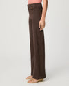 Brown pants worn by a person on a white background side view