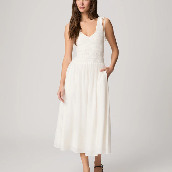 White summer dress with vest shape top from paige