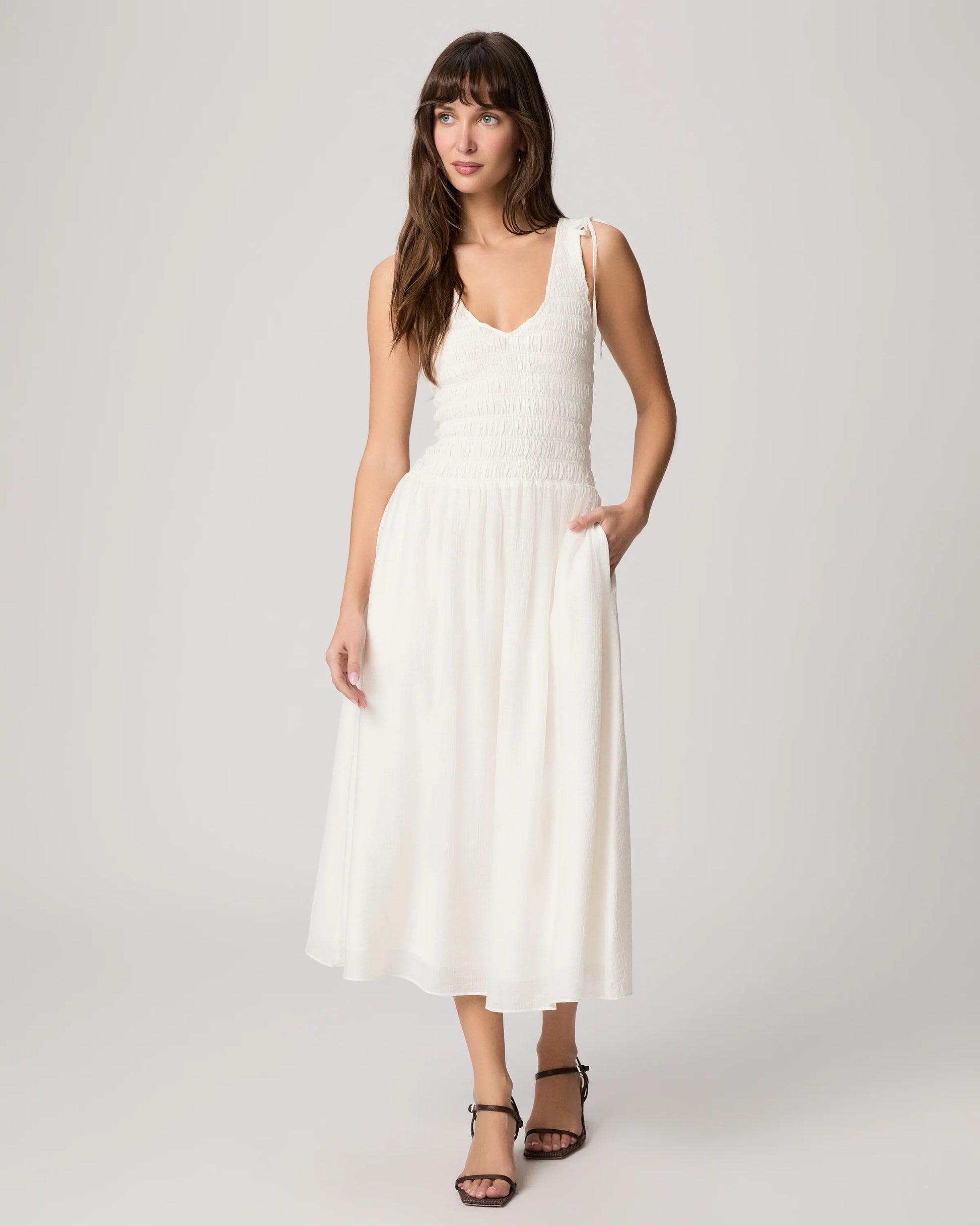 White summer dress with vest shape top from paige
