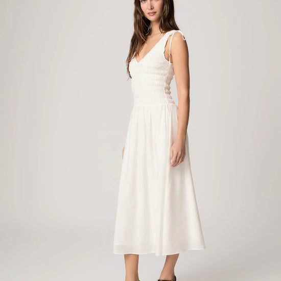 White summer dress with midi length skirt from Paige