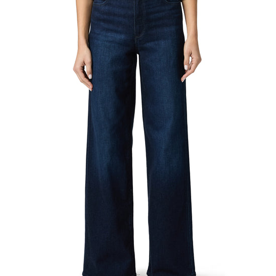 navy blue wide leg long jeans from paige