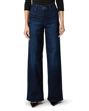 navy blue wide leg long jeans from paige