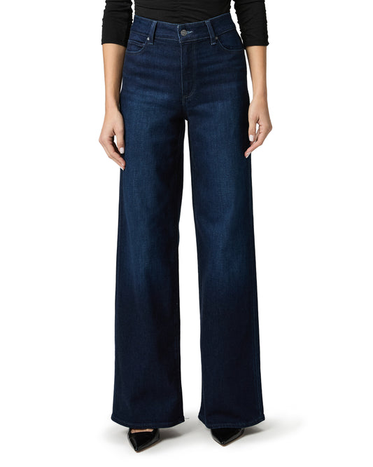 navy blue wide leg long jeans from paige